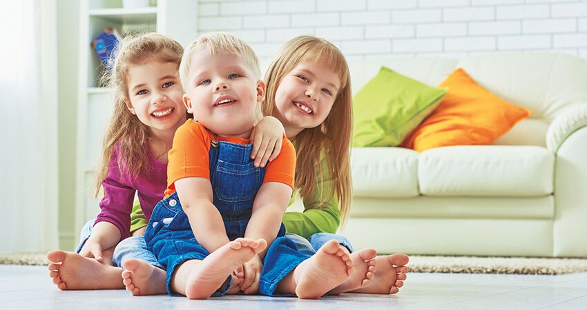 3 children portrait image two girls one boy
